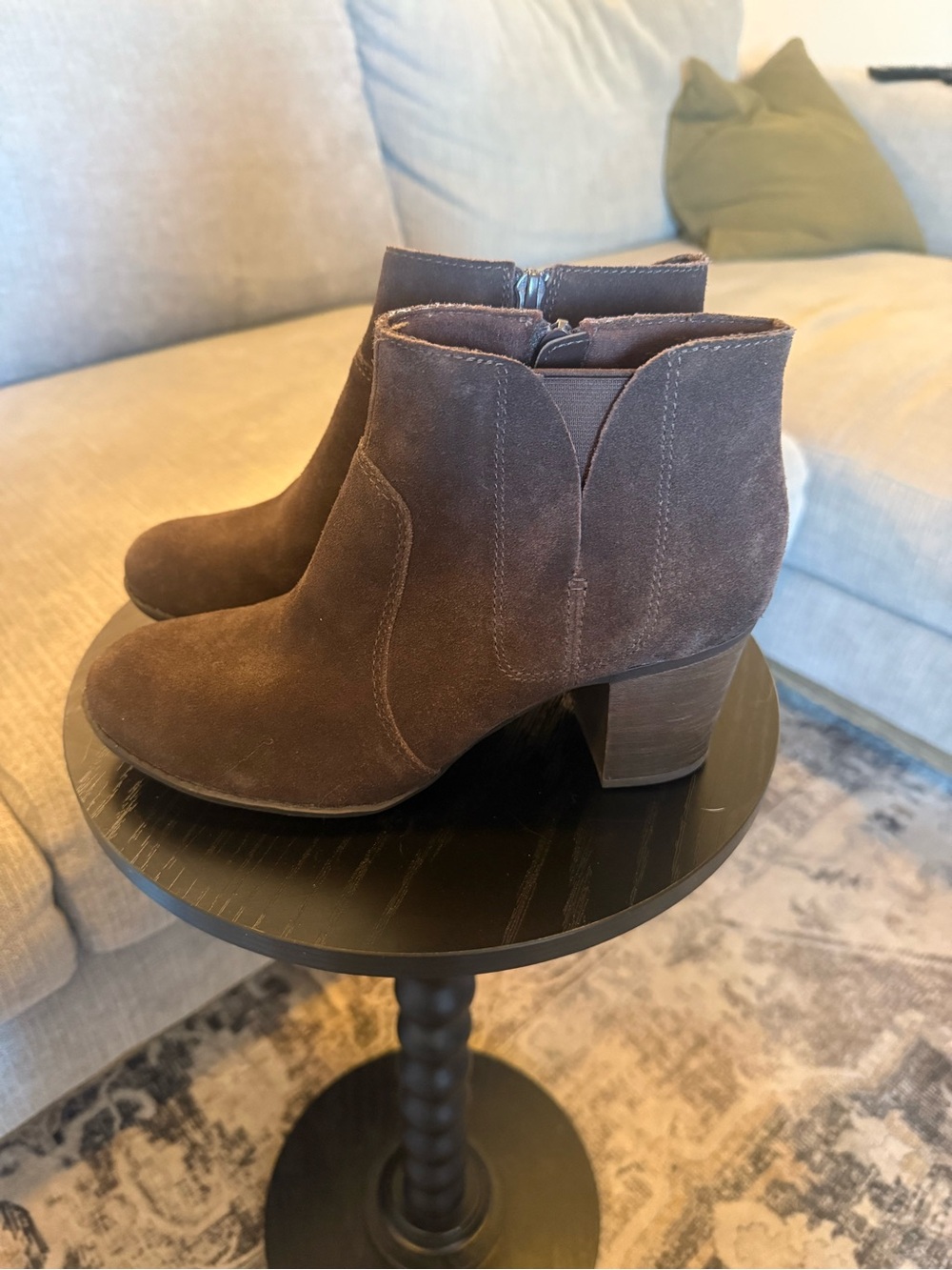 Clarks Collection Enfeild Senya Brown leather Suede Side zipper Boots SZ 8